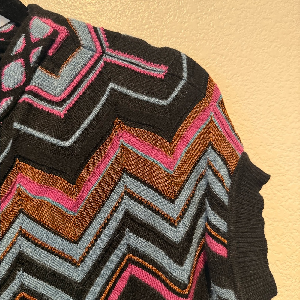 Missoni Multicolor Chevron Knit Sleeveless Sweatshirt - Black, Pink, Blue, Brown - Picture 2 of 15